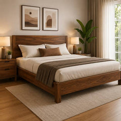 American Furnish premium wooden bed with storage, modern king size bedroom furniture design for Indian homes