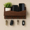 Modern wooden key and mobile holder wall shelf for home entrance and living room organization.
