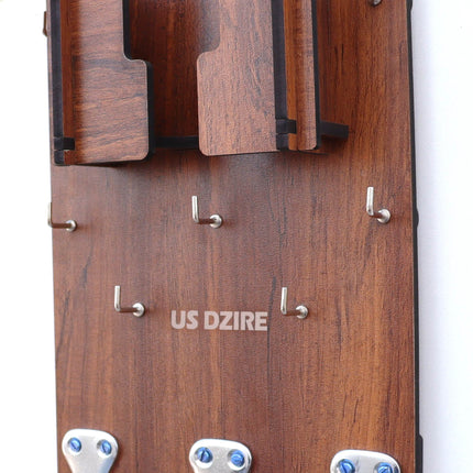 US DZIRE™829  Decorative Key Hanger (Brown) Wood Key Holder  (5 Hooks,