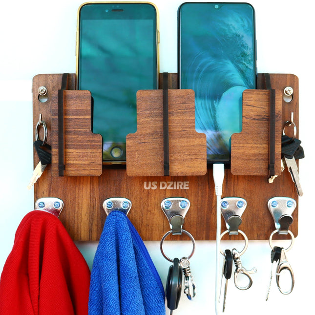827 Antique Mobile Charging Stand Key Holder, Cloth Hanger Suitable for Wall Home Living Room, Key & Mobile Holder