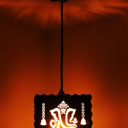 US DZIRE 512 Ceiling Light, Wooden Pendant lamp Shade with Bulb Hanging Night Lamp 60 Watts (Beige, Natural Wood Teak,Square)