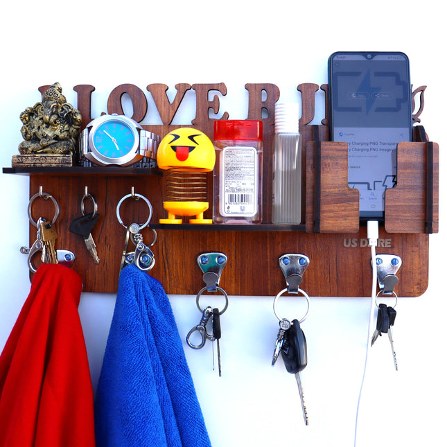 US DZIRE™ 818 Decorative Key Hanger (Brown) Wood Key Holder