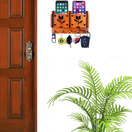 US DZIRE™ 224 Premium Key Holder For Home & Office Wood Key Holder  (5  Hooks, Brown)