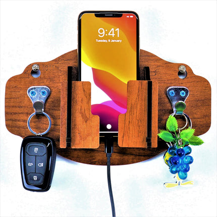 US DZIRE™1011 Decorative Key Hanger (Brown) Wood Key Holder  (5 Hooks, Brown)
