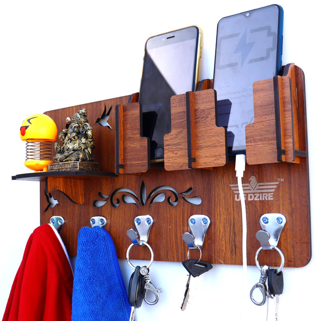 US DZIRE™804 Decorative Key Hanger (Brown) Wood Key Holder