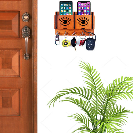 US DZIRE™ 1204 Premium Key Holder For Home & Office Wood Key Holder  (5  Hooks, Brown)