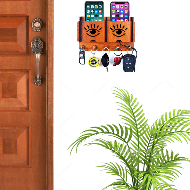 US DZIRE™ 1204 Premium Key Holder For Home & Office Wood Key Holder  (5  Hooks, Brown)