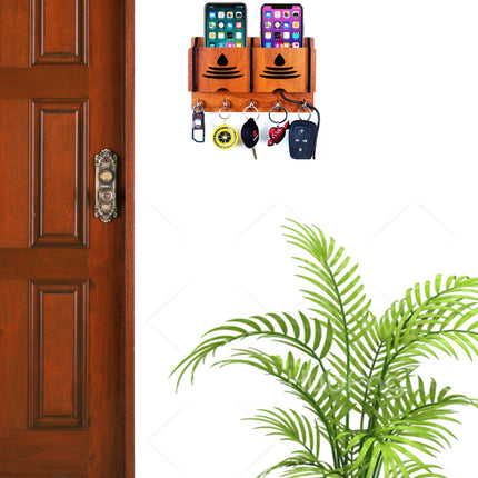 US DZIRE™ 228 Premium Key Holder For Home & Office Wood Key Holder  (5  Hooks, Brown)