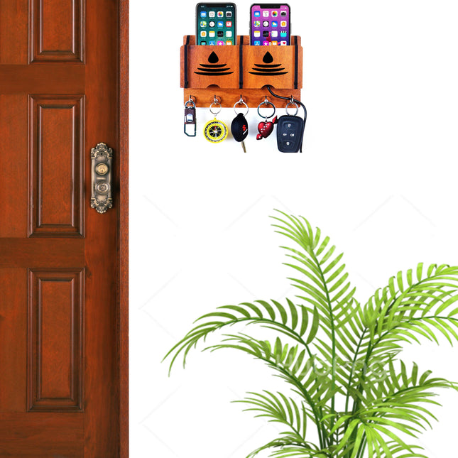 US DZIRE™ 228 Premium Key Holder For Home & Office Wood Key Holder  (5  Hooks, Brown)