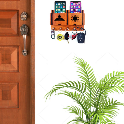 US DZIRE™ 235 Premium Key Holder For Home & Office Wood Key Holder  (5  Hooks, Brown)