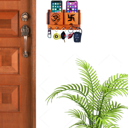 US DZIRE™ 232 Wooded key holder Sweet Home Flower Wood Key Holder(5  Hooks, Brown)