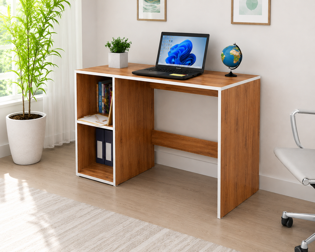 Study Laptop Computer Table with Storage Shelf for Home Office