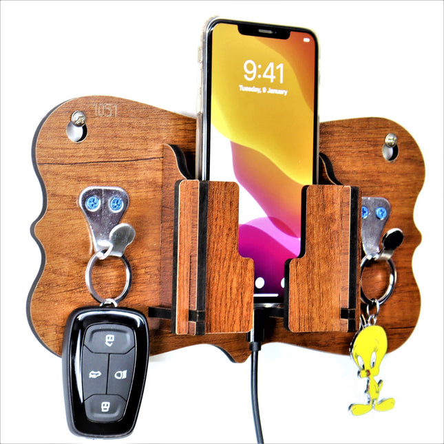 US DZIRE™ 1051 Decorative Key Hanger (Brown) Wood Key Holder