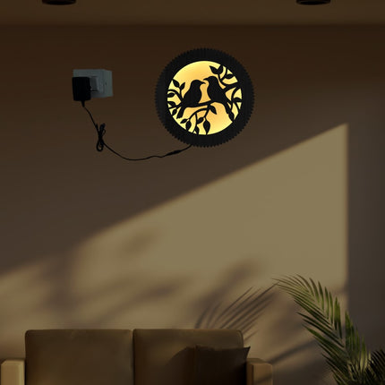 Love Bird Wooden Frame With  Light For Home & Living Room, Bedroom Decor