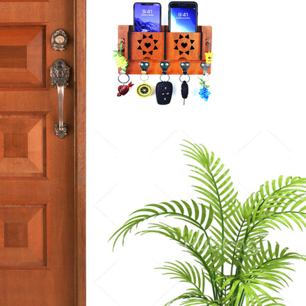 US DZIRE™ 1303 Premium Key Holder For Home & Office Wood Key Holder  (7  Hooks, Brown)
