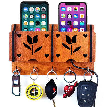 US DZIRE™ 224 Premium Key Holder For Home & Office Wood Key Holder  (5  Hooks, Brown)
