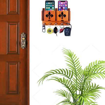 US DZIRE™ 220 Premium Key Holder For Home & Office Wood Key Holder  (5  Hooks, Brown)