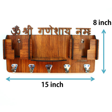 US DZIRE™ 814 Premium Sri Ganesha  Key Holder For Home & Office Wood Key Holder