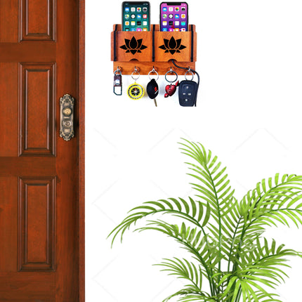 US DZIRE™ 226 Decorative Key Hanger (Brown) Wood Key Holder  (5 Hooks, Brown)