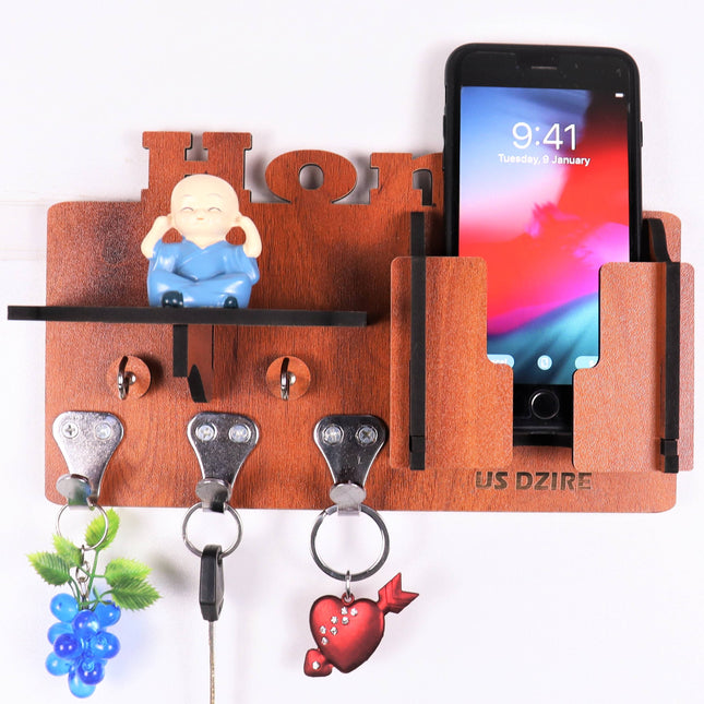 US DZIRE™ 856 Decorative Key Hanger (Brown) Wood Key Holder