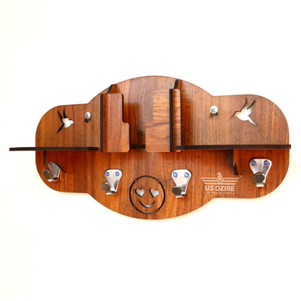 US DZIRE™805 Decorative Key Hanger (Brown) Wood Key Holder