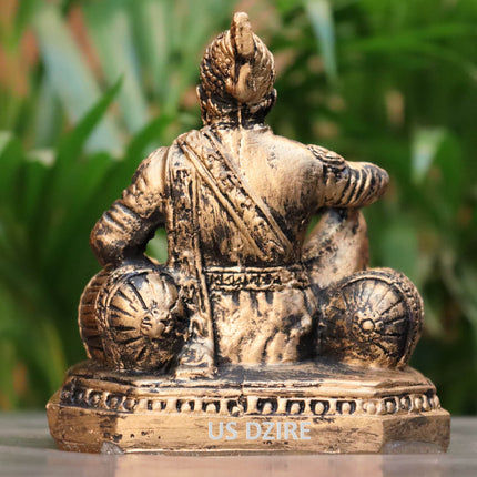 US DZIRE ™ 903 Chhatrapati Shivaji Maharaj Maratha King Statue Decorative Showpiece -  8.5 cm  (Polyresin, Gold, Black)