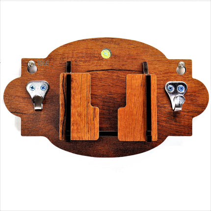 US DZIRE™ 1060  Antique Mobile Charging Stand Key Holder, Cloth Hanger Handcrafted Art For Home Decor Living Room Bedroom Wood Key Holder