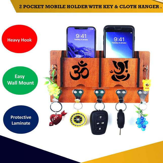US DZIRE™ 40 Premium Key Holder For Home & Office Wood Key Holder {7 Hooks}