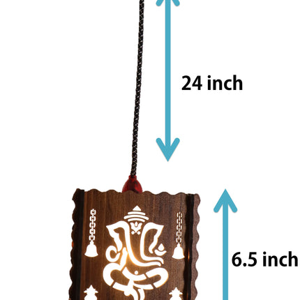 US DZIRE 512 Ceiling Light, Wooden Pendant lamp Shade with Bulb Hanging Night Lamp 60 Watts (Beige, Natural Wood Teak,Square)