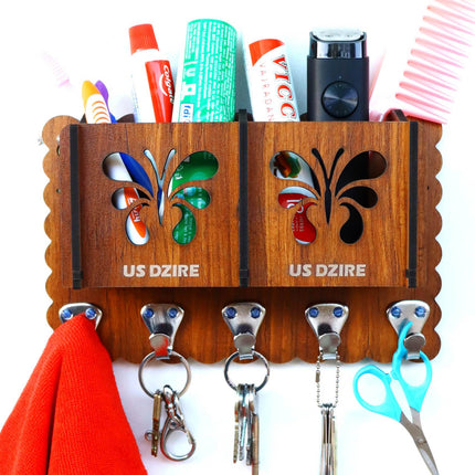 US DZIRE™ 842 Decorative Key Hanger (Brown) Wood Key Holder