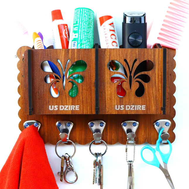 US DZIRE™ 842 Decorative Key Hanger (Brown) Wood Key Holder