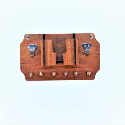 US DZIRE™ 1028 Antique Mobile Charging Stand Key Holder, Cloth Hanger Handcrafted Art For Home Decor Living Room Bedroom Wood Key Holder