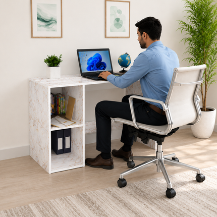 Engineered Wood Computer Study Table with Storage Shelf for Home Office Desk