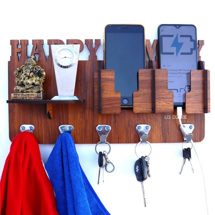 US DZIRE™ 824 Decorative Key Hanger (Brown) Wood Key Holder