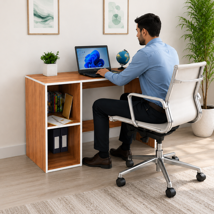 Study Laptop Computer Table with Storage Shelf for Home Office