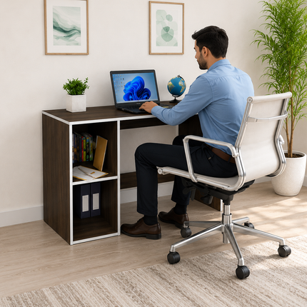 Engineered Wood Computer Study Table with Storage Shelf for Home Office Desk