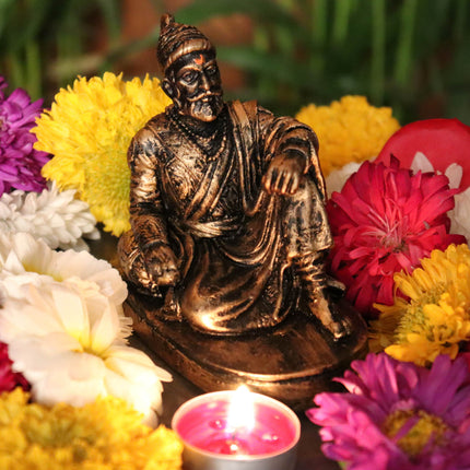 US DZIRE ™ 907 Chatrapati Shivaji Maharaj Idols Handcraft statue For Car Dashboard, Table,Puja ghar,mandir murti & office Figurines Decorative Showpiece Decorative Showpiece - 8.5 cm  (Polyresin, Gold, Black)