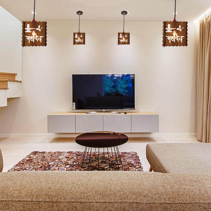 US DZIRE™ 518 Bholenath Bhagwan Wooden Ceiling Pendant Light Shade  Chandelier Style.
