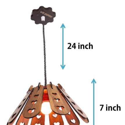 US DZIRE ™ 461 Fancy Wooden Ceiling Lights,Hanging Lamps,( With Gold Bulb )Ceiling Lamp pendant lamp shade For Living Room,Bedroom,Lobby,office,Restaurant,Dining Hall,Home decoration,Study Room Pendants Ceiling Lamp  (Brown)