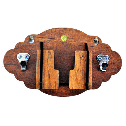 US DZIRE™ 1046 Decorative Key Hanger (Brown) Wood Key Holder  (5 Hooks, Brown)