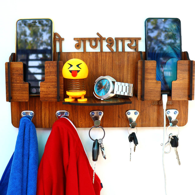 US DZIRE™ 814 Premium Sri Ganesha  Key Holder For Home & Office Wood Key Holder