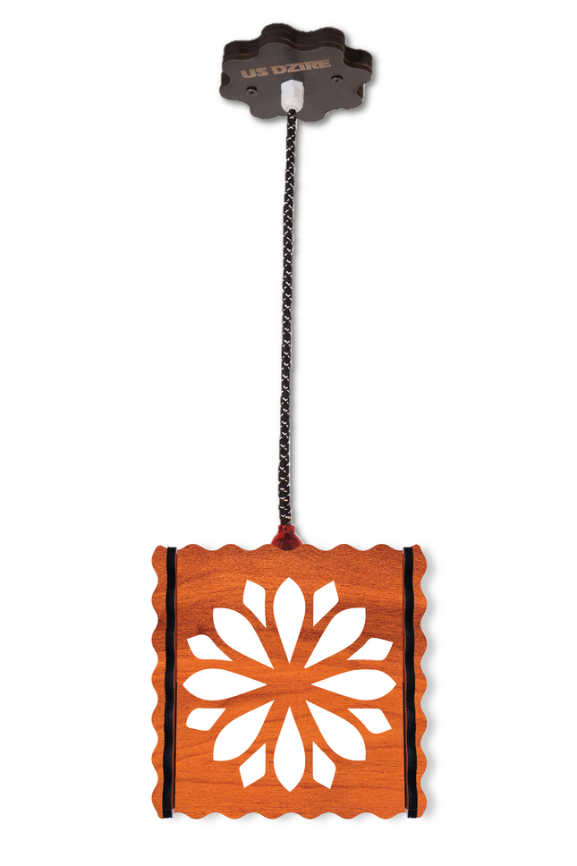 US DZIRE ™569 Fancy Wooden Ceiling Lights,Hanging Lamps,( With Gold Bulb )Ceiling Lamp pendant lamp shade For Living Room,Bedroom,Lobby,office,Restaurant,Dining Hall,Home decoration,Study Room Pendants Ceiling Lamp  (Brown)