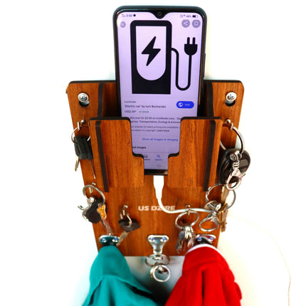US DZIRE™829  Decorative Key Hanger (Brown) Wood Key Holder  (5 Hooks,