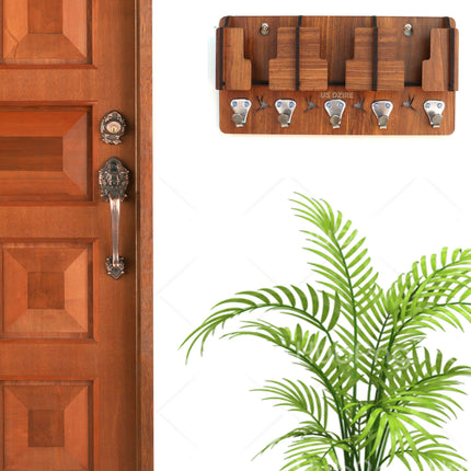 Wall Mount Wooden Multi-Functional Clothes & Key Hanger, Mobile Charging Wall Stand Suitable Living Room, Bedroom, Kitchen, Home & Office Wooden Wall Shelf (Number of Shelves - 3)