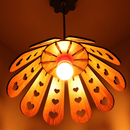 US DZIRE ™ 461 Fancy Wooden Ceiling Lights,Hanging Lamps,( With Gold Bulb )Ceiling Lamp pendant lamp shade For Living Room,Bedroom,Lobby,office,Restaurant,Dining Hall,Home decoration,Study Room Pendants Ceiling Lamp  (Brown)