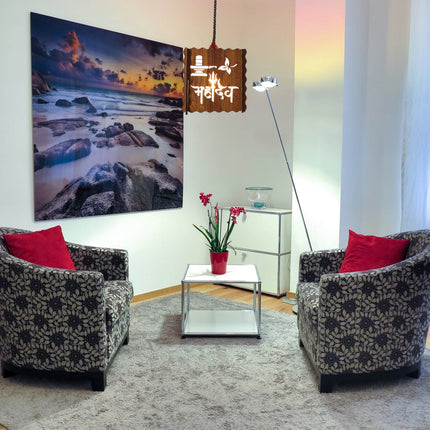 US DZIRE™ 518 Bholenath Bhagwan Wooden Ceiling Pendant Light Shade  Chandelier Style.