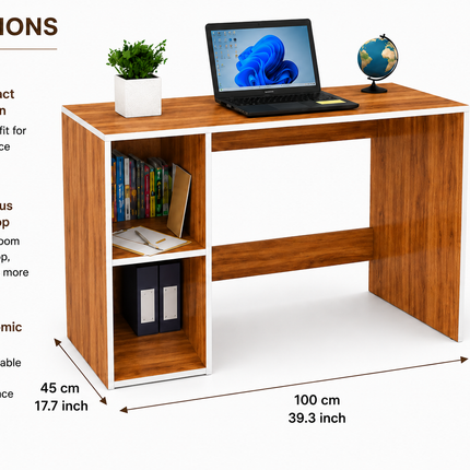 Study Laptop Computer Table with Storage Shelf for Home Office