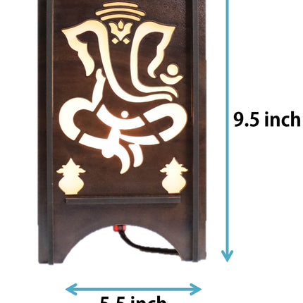 US DZIRE ™600  Lord Ganeshji Table lamp for Living Room, Bedside, TV Cabinet Decoration Handcraft Art Night lamp Shade… Night Lamp  (24 cm, Natural teak Brown black)