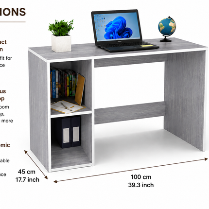 Study Laptop Computer Table with Storage Shelf for Home Office, Students & Work