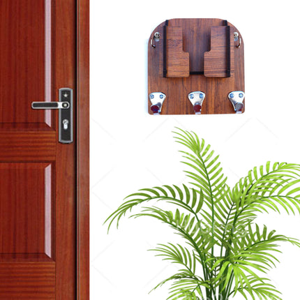 US DZIRE™ 831 Antique Mobile Charging Stand Key Holder, Cloth Hanger Handcrafted Art For Home Decor Living Room Bedroom Wood Key Holder